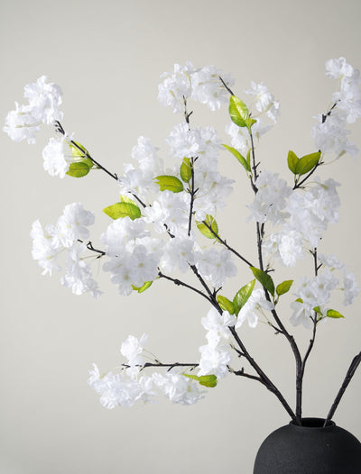 Tall Faux Cherry Blossom - White (3 Stems)